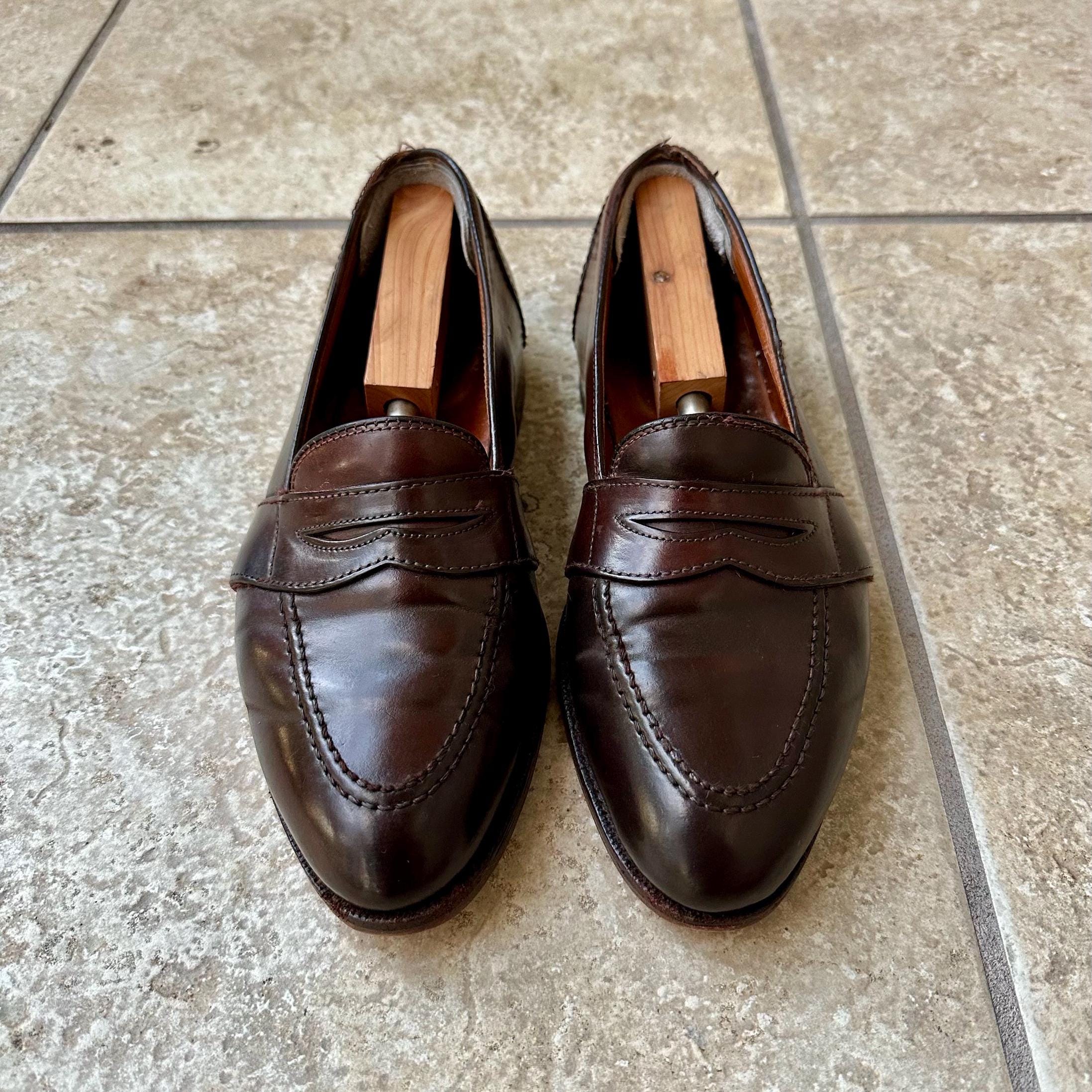 Vintage ALDEN Dark Brown Shell Cordovan Full Strap Loafers 