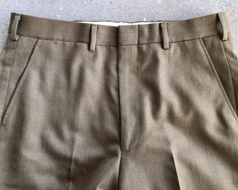 Hertling Ivy League Trad PRESS Brown Whipcord Wool Pants Trousers 33 x 29.75 J