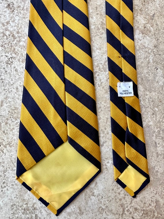 1970s Yellow & Navy Blue Regimental Striped Repp Tie … - Gem