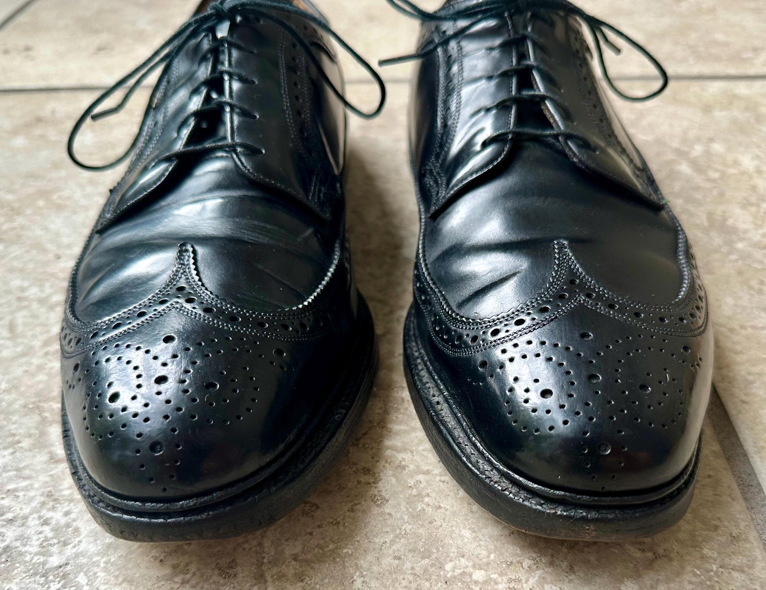 Florsheim Black SHELL CORDOVAN 9 1/2 D Plain Toe Blucher Oxfords 353219 Vintage FLORSHEIM Dark Brown Shell Cordovan Plain Toe  main image 3
