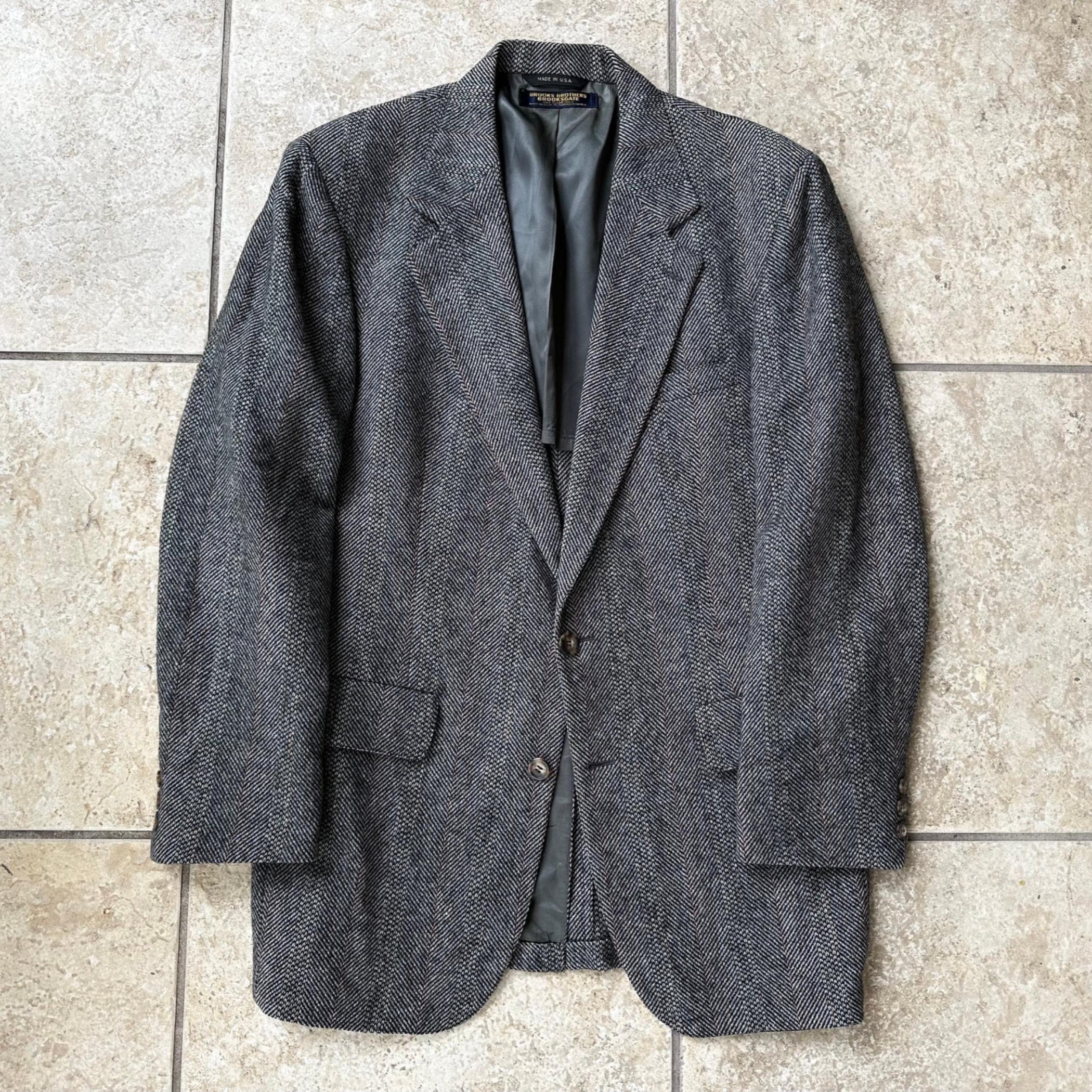 Vintage BROOKS BROTHERS Gray Herringbone & Striped Tweed Sport