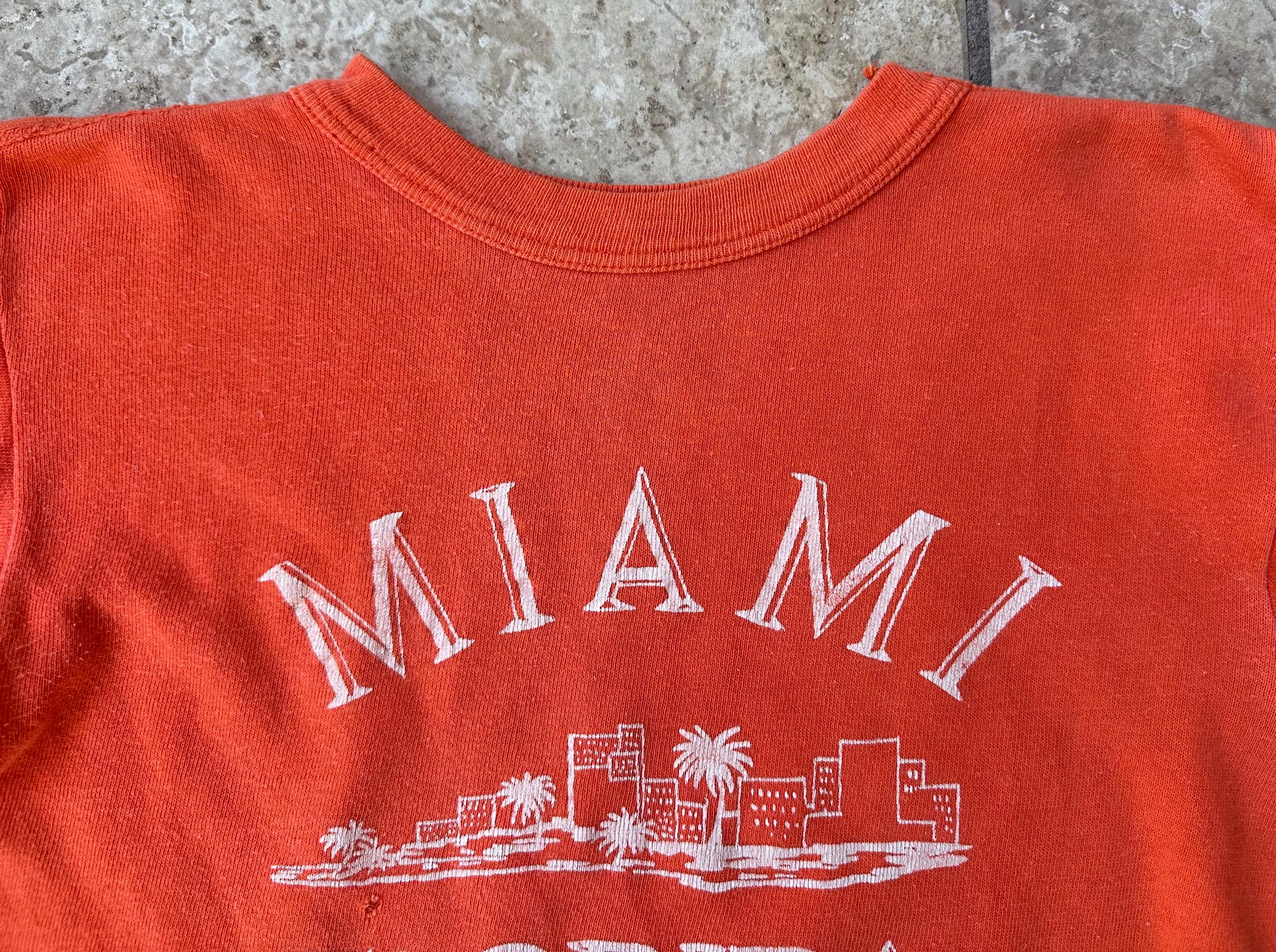 1960s MIAMI Orange Printed Cotton Crewneck Sweatshirt | Extra 