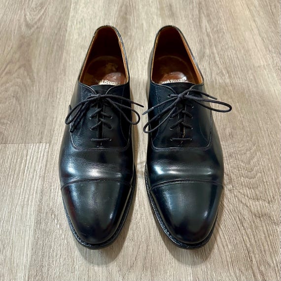 Vintage PAUL STUART Black Calfskin Cap-Toe Oxfords | Size 9 | Made in England