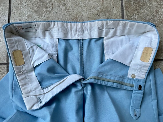 Vintage 1970s Baby Blue Cotton Blend Trousers | 3… - image 6