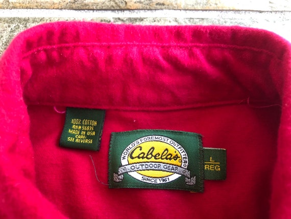 Vintage CABELA'S Red Cotton Chamois Shirt Jacket … - image 4