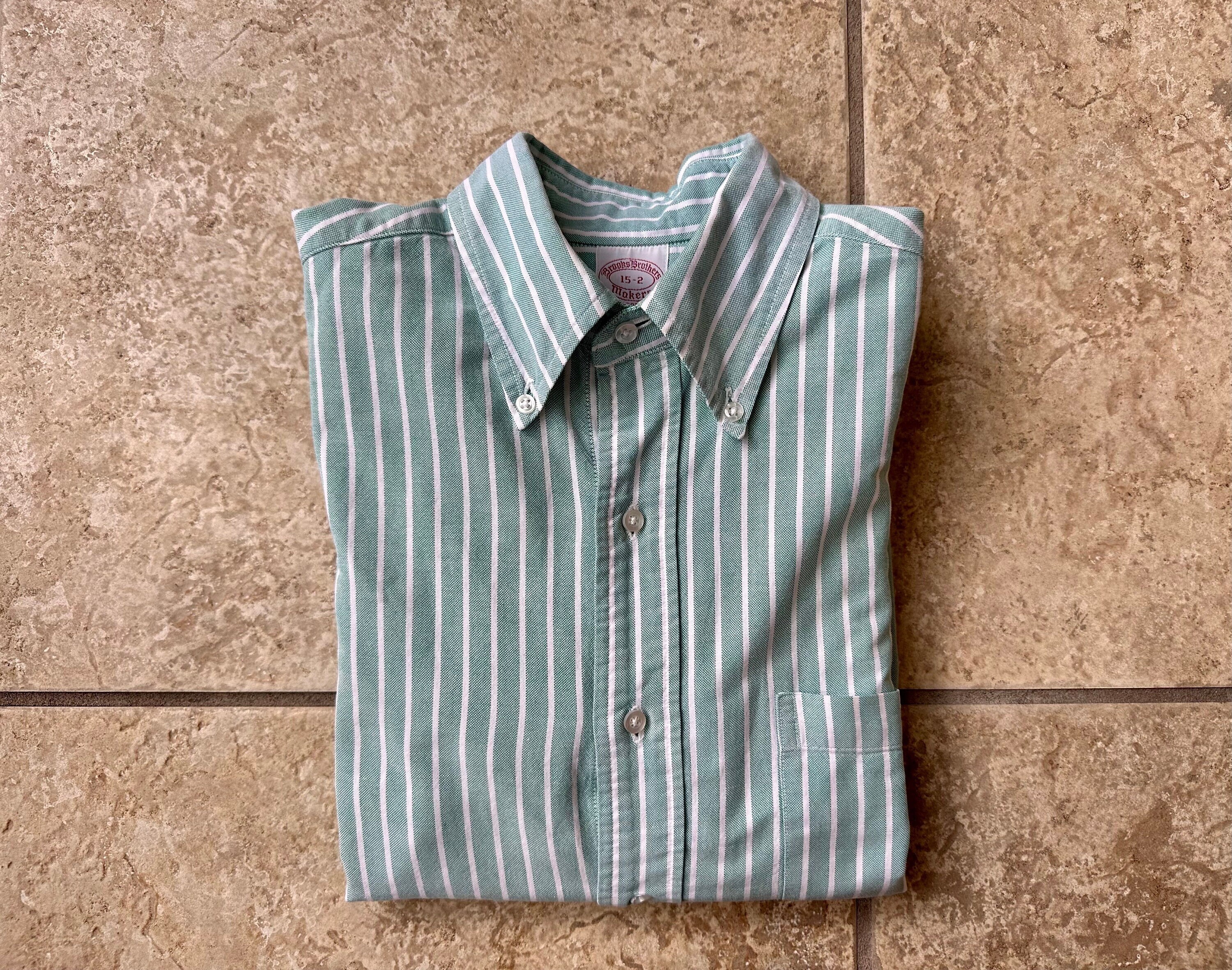 Vintage BROOKS BROTHERS Green & White Striped Oxford Cloth - Etsy