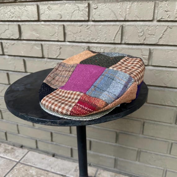 Deadstock Patchwork Tweed Wool Newsboy Cap | Smal… - image 1