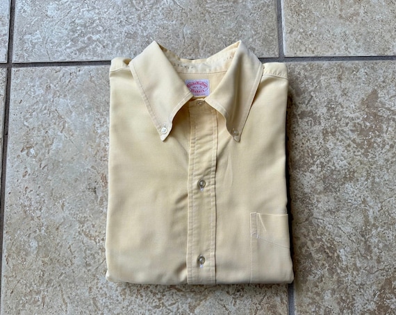 1970s BROOKS BROTHERS Yellow Oxford Cloth Button … - image 1