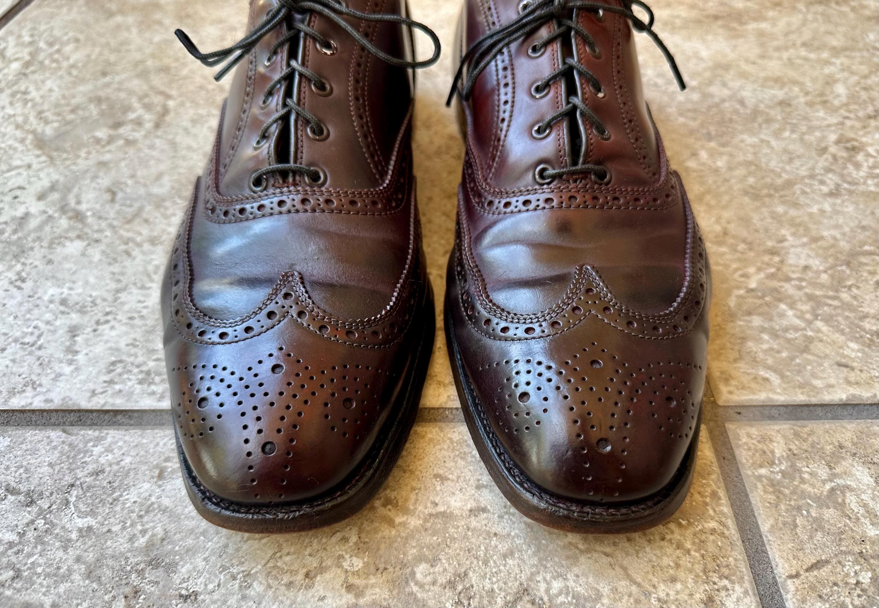 Vintage ALDEN Dark Brown Shell Cordovan Wing Tip Oxfords