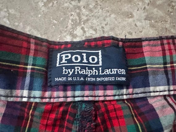 Vintage POLO RALPH LAUREN Red Plaid Cotton Pleated Shorts | Size