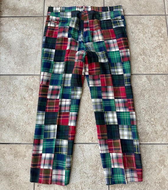 Vintage Green & Red Patchwork Bleeding Madras Cot… - image 4