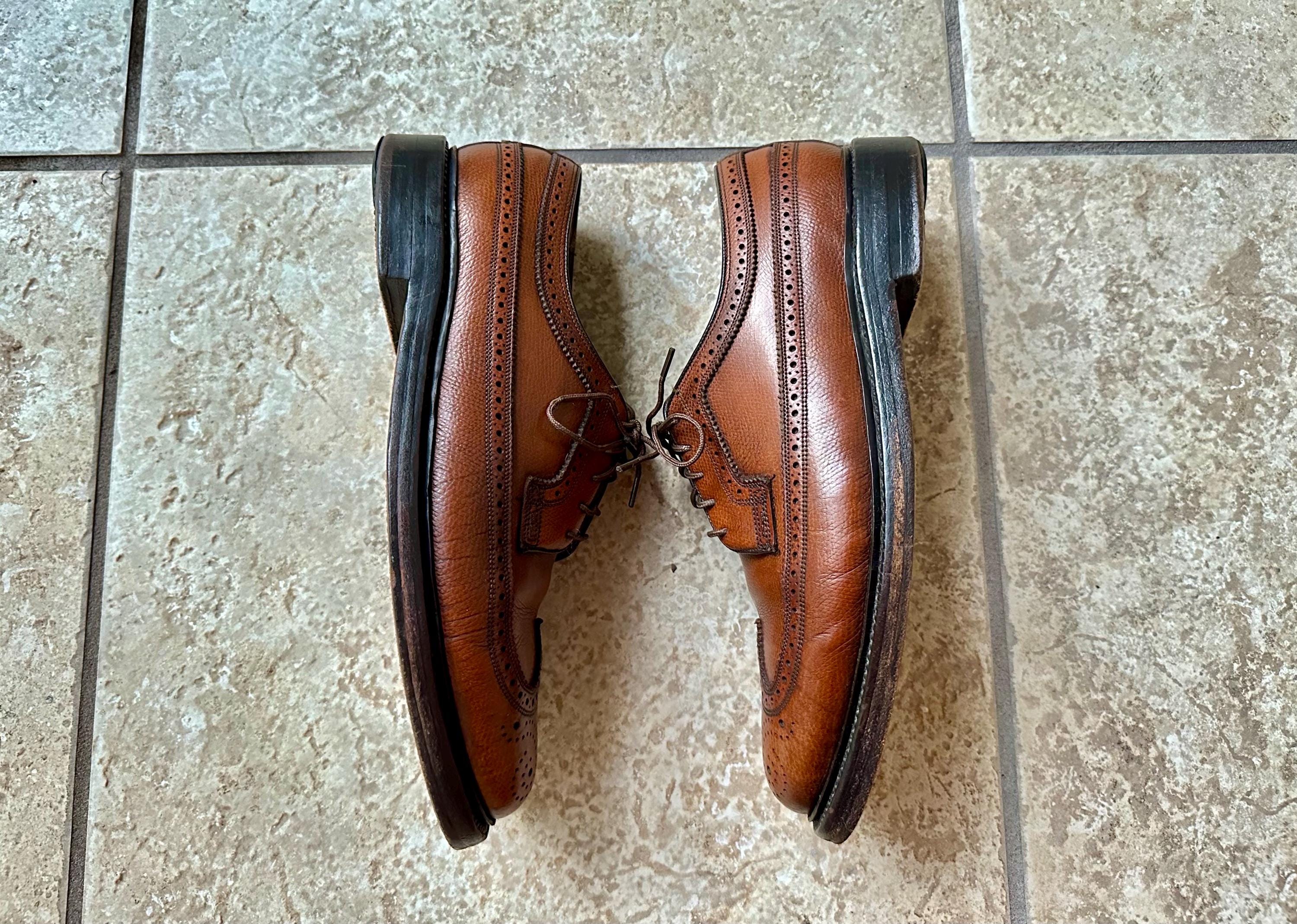 Vintage FLORSHEIM Light Brown Scotch Grain Long Wings | Size 