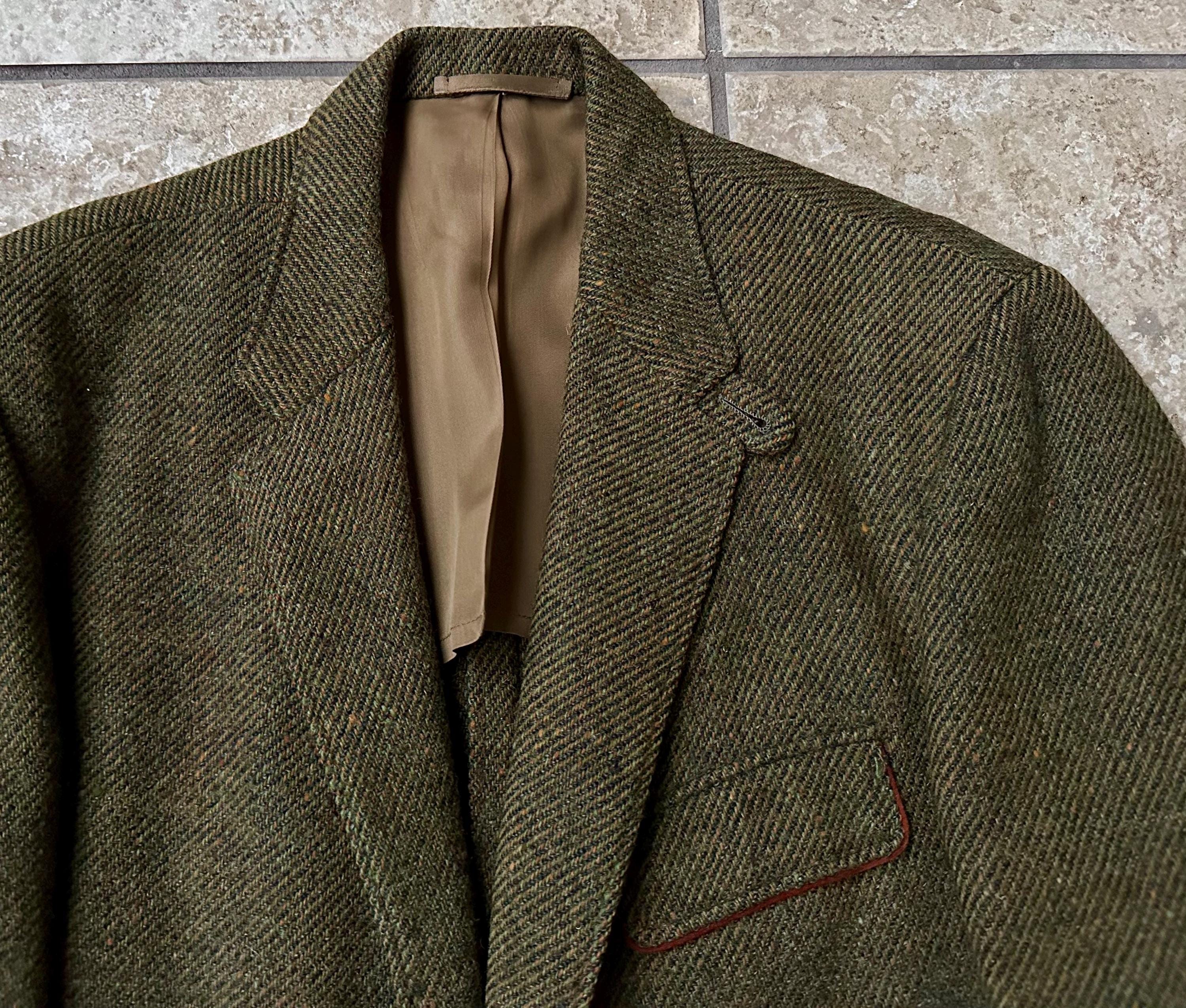 1950s Green Flecked Tweed Sack Sport Coat | 40 Long