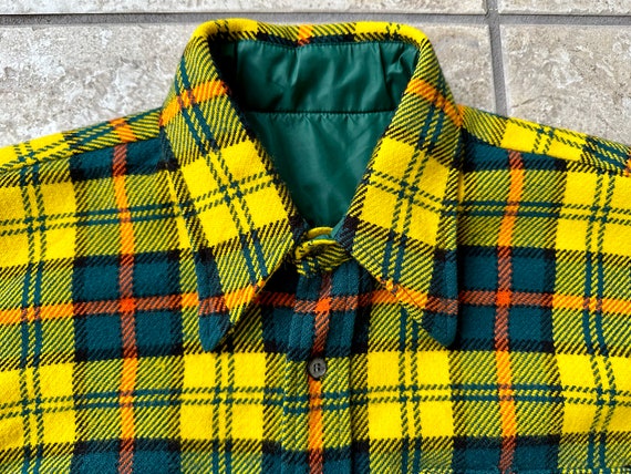 Vintage Yellow & Orange Plaid Wool Shirt Jacket |… - image 3