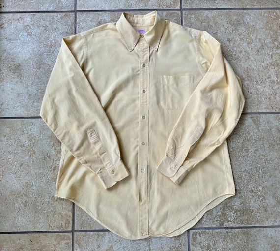 1970s BROOKS BROTHERS Yellow Oxford Cloth Button … - image 2