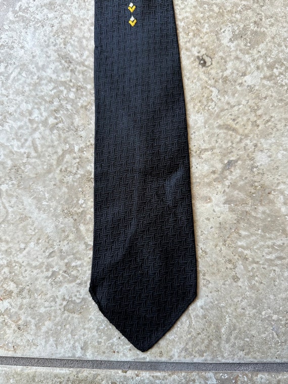 1950s Black Silk Tie | STERN BROTHERS Atomic Trad - image 2