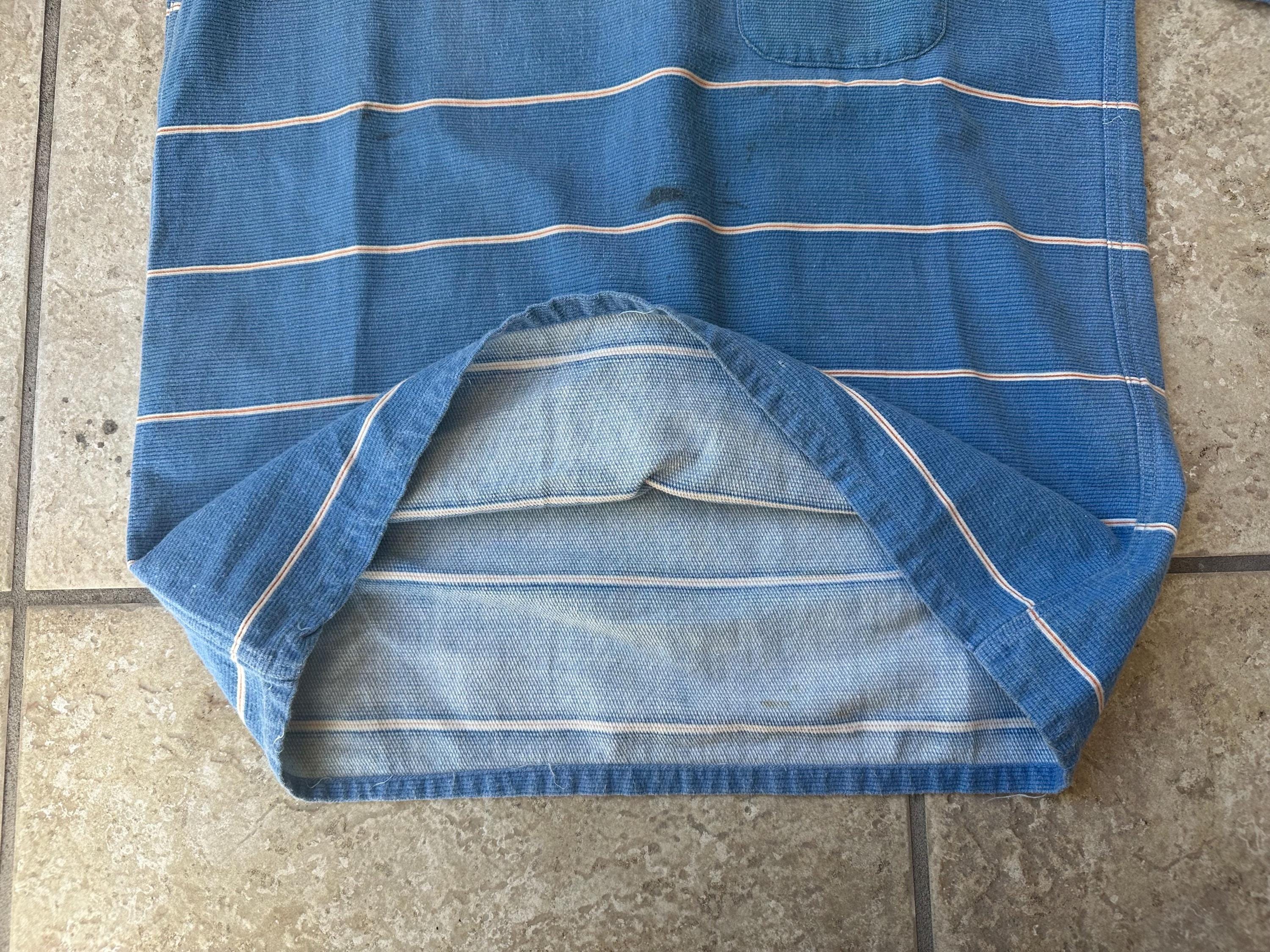 1950s SEARS PILGRIM Blue Striped Corduroy Pullover Shirt | Small 