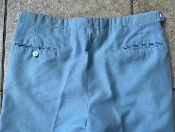 Vintage 1970s Baby Blue Cotton Blend Trousers | 3… - image 4