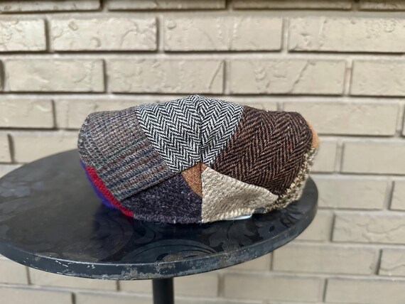 Deadstock Patchwork Tweed Wool Newsboy Cap | Smal… - image 6