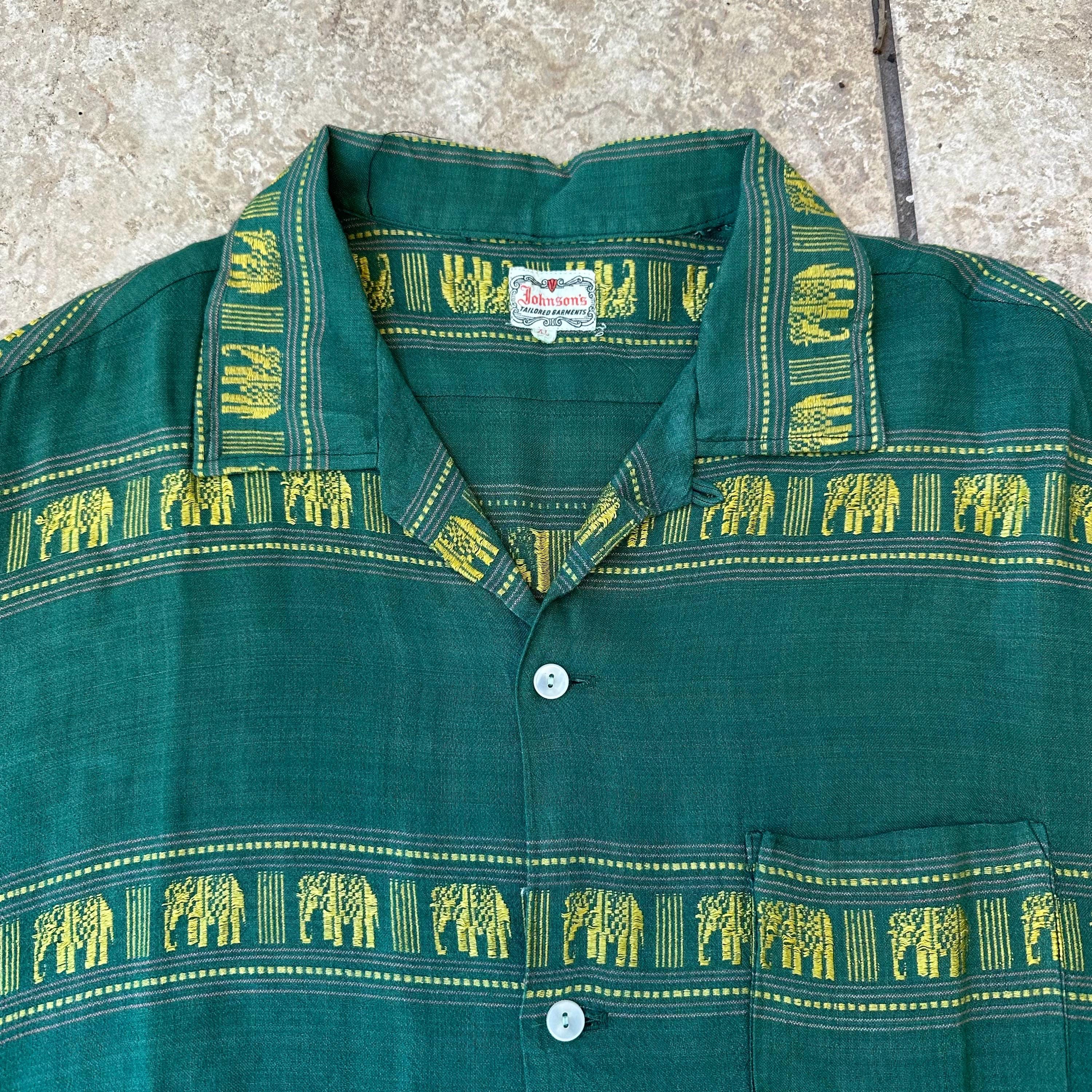 50s-60s TOWNCRAFT Rayon Check Shirt 16.5