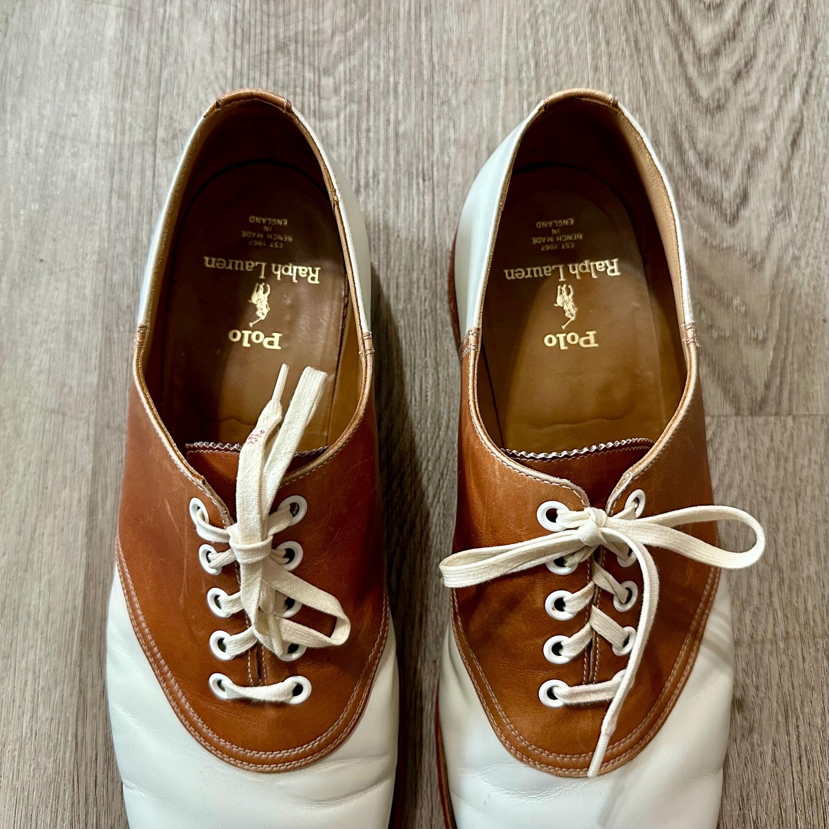 Vintage POLO RALPH LAUREN White & Brown Saddle Shoes | 11 1  display picture 2