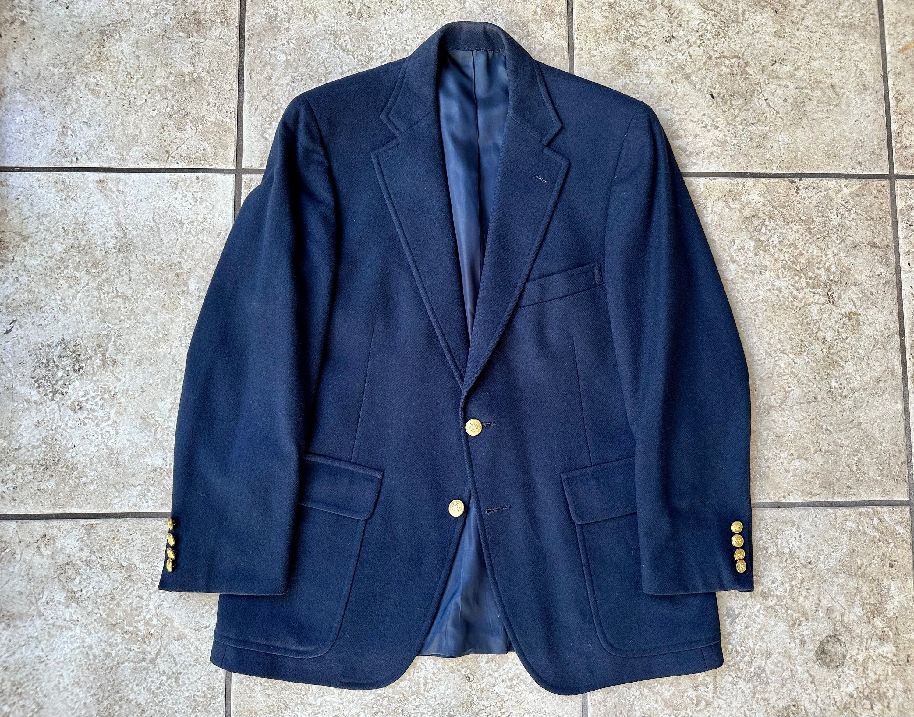 1980s POLO RALPH LAUREN Navy Blue Flannel Wool Blazer | 38