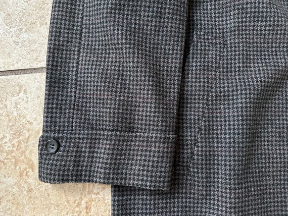 1950s Gray Houndstooth Check Tweed Wool Sack Over… - image 4