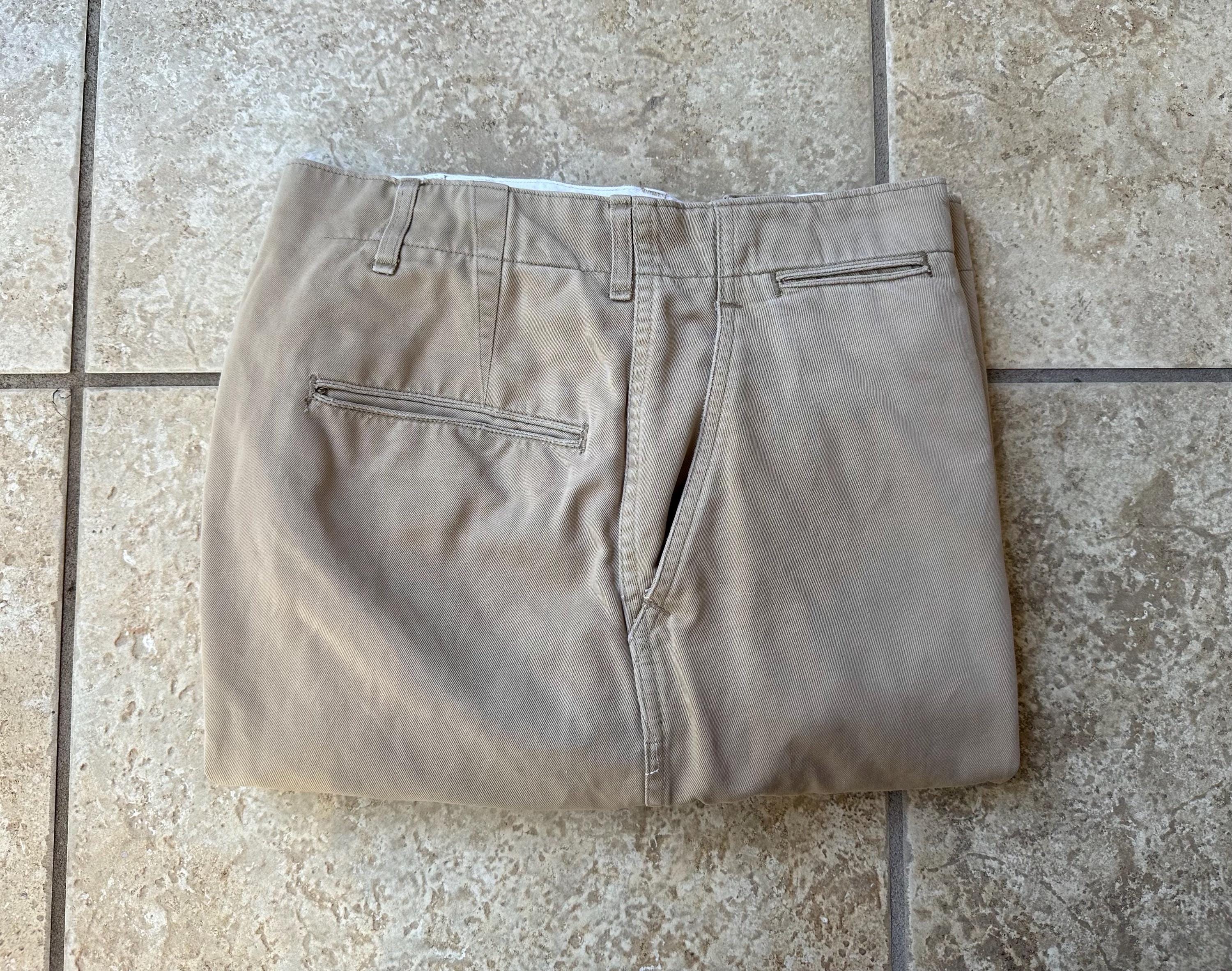 1950s US ARMY Khaki Cotton Twill Trousers | 33 X 28.75