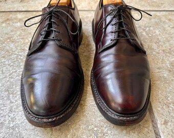 Vintage FLORSHEIM Dark Brown Shell Cordovan Plain Toe Bluchers