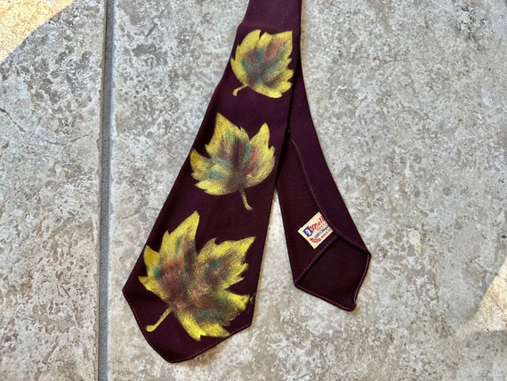 1940s Brown Wool Hand-Painted Tie | MELBROKE NECK… - image 1