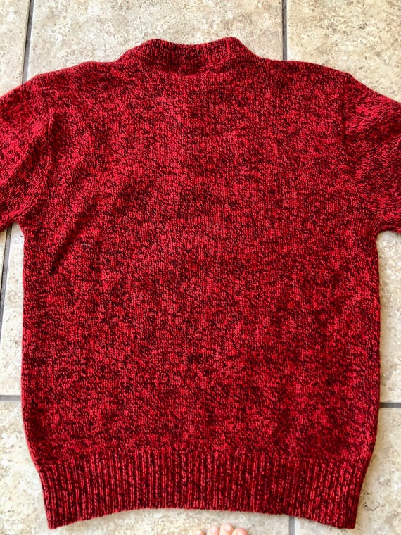 Vintage Shetland Wool Blend Marled Red Crewneck H… - image 4