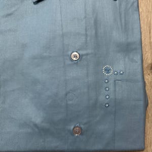 Deadstock 1950s PENNLEIGH Blue Rayon Loop Collar Shirt | Large | PENNLEIGH image 2