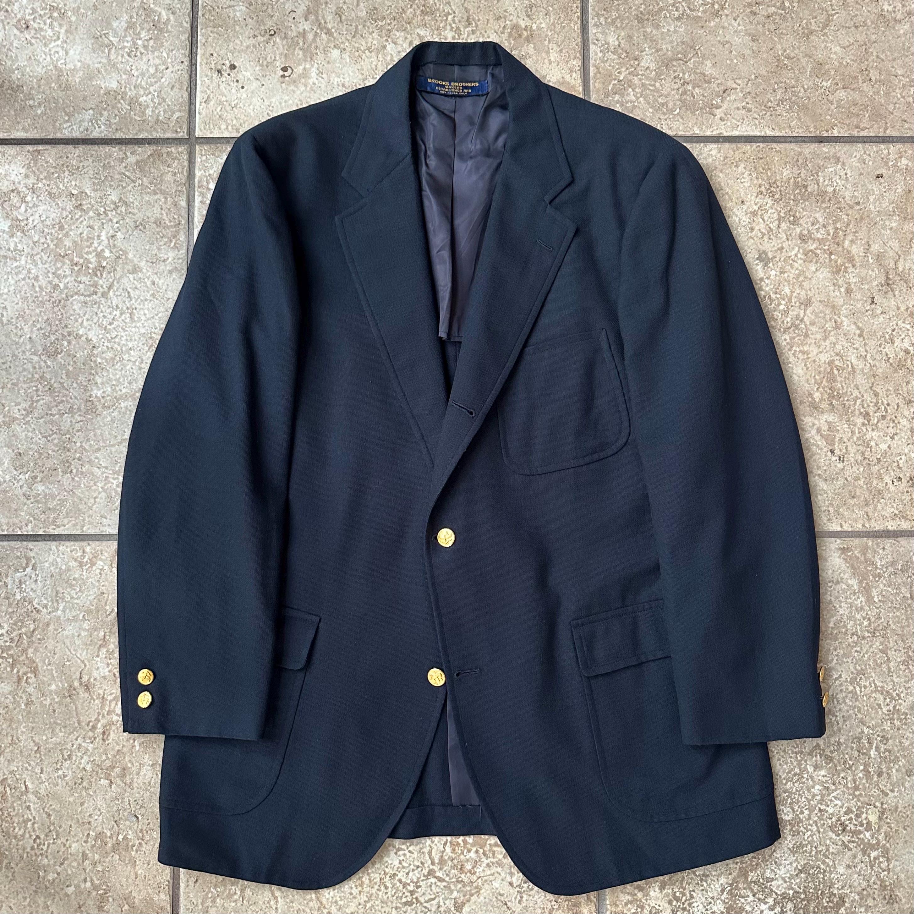 Vintage BROOKS BROTHERS Navy Blue Hopsack Sack Blazer | 41 42