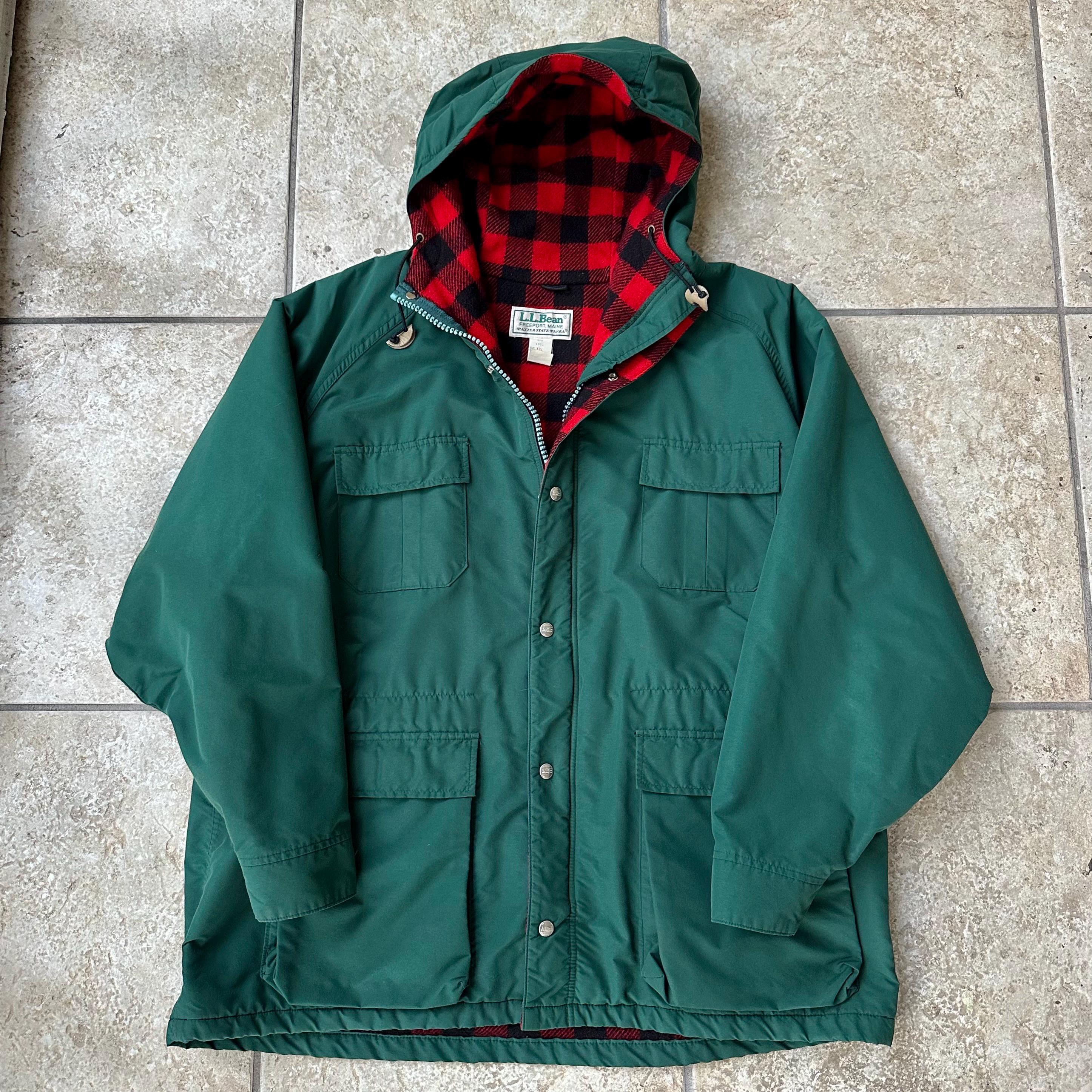 Vintage LL Bean Green Nylon Hooded Parka | XXL | Baxter State 