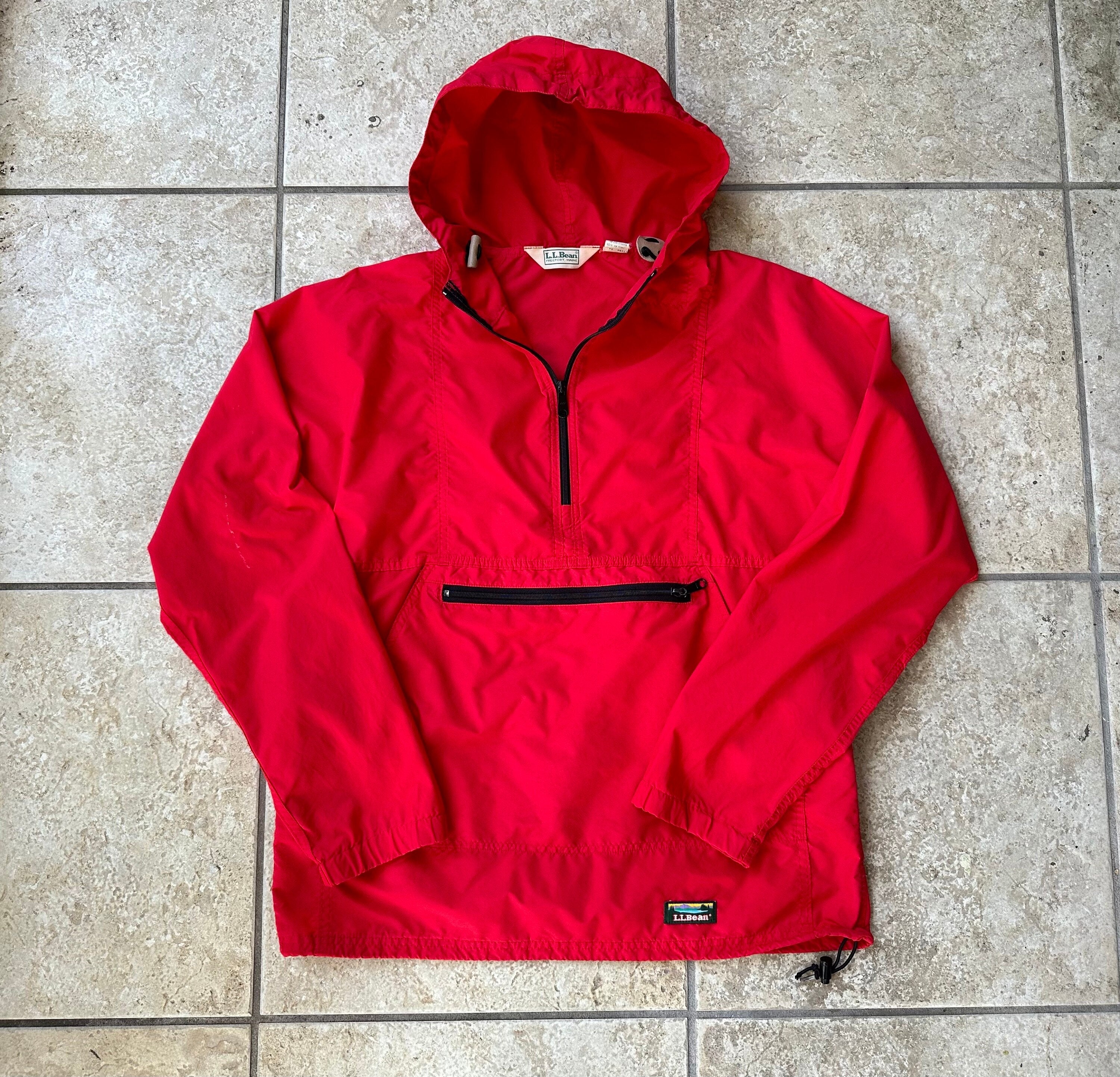 Vintage LL BEAN Red Nylon Hooded Anorak Jacket | Medium Vintage LL BEAN Red Nylon Hooded Anorak Jacket | Medium