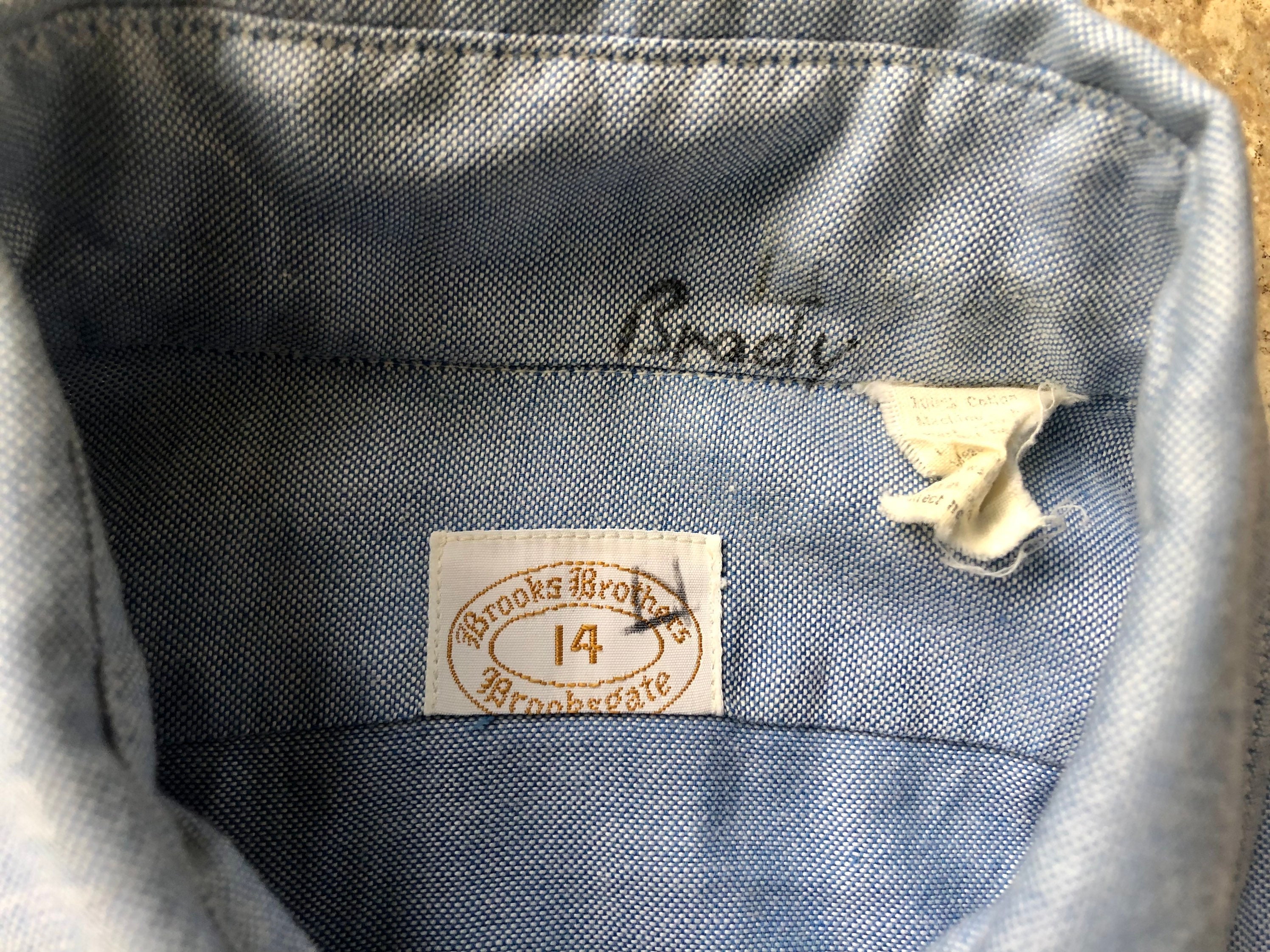 1970s BROOKS BROTHERS Blue Oxford Cloth Short Sleeve Button Down