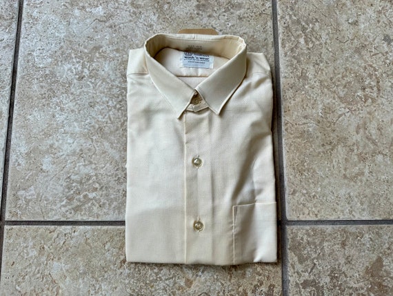 Deadstock 1960s Ecru Oxford Cloth Tab Collar Dres… - image 4