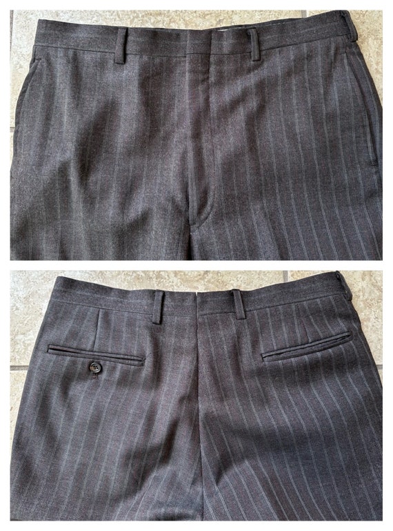 Vintage JOS A BANK Brown Striped Flannel Sack Suit | 37 38 Long