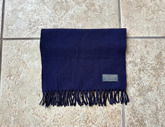 Vintage Navy Blue Cashmere Wool Scarf | Ivy League