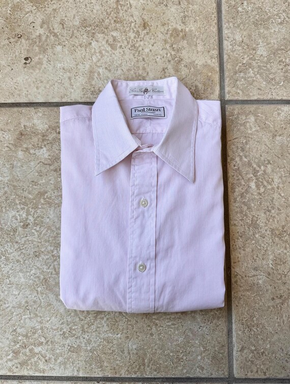 Vintage PAUL STUART Red Pencil Striped Sea Island Cotton Dress Shirt | 15 - 34 | French Cuffs Ivy League Trad