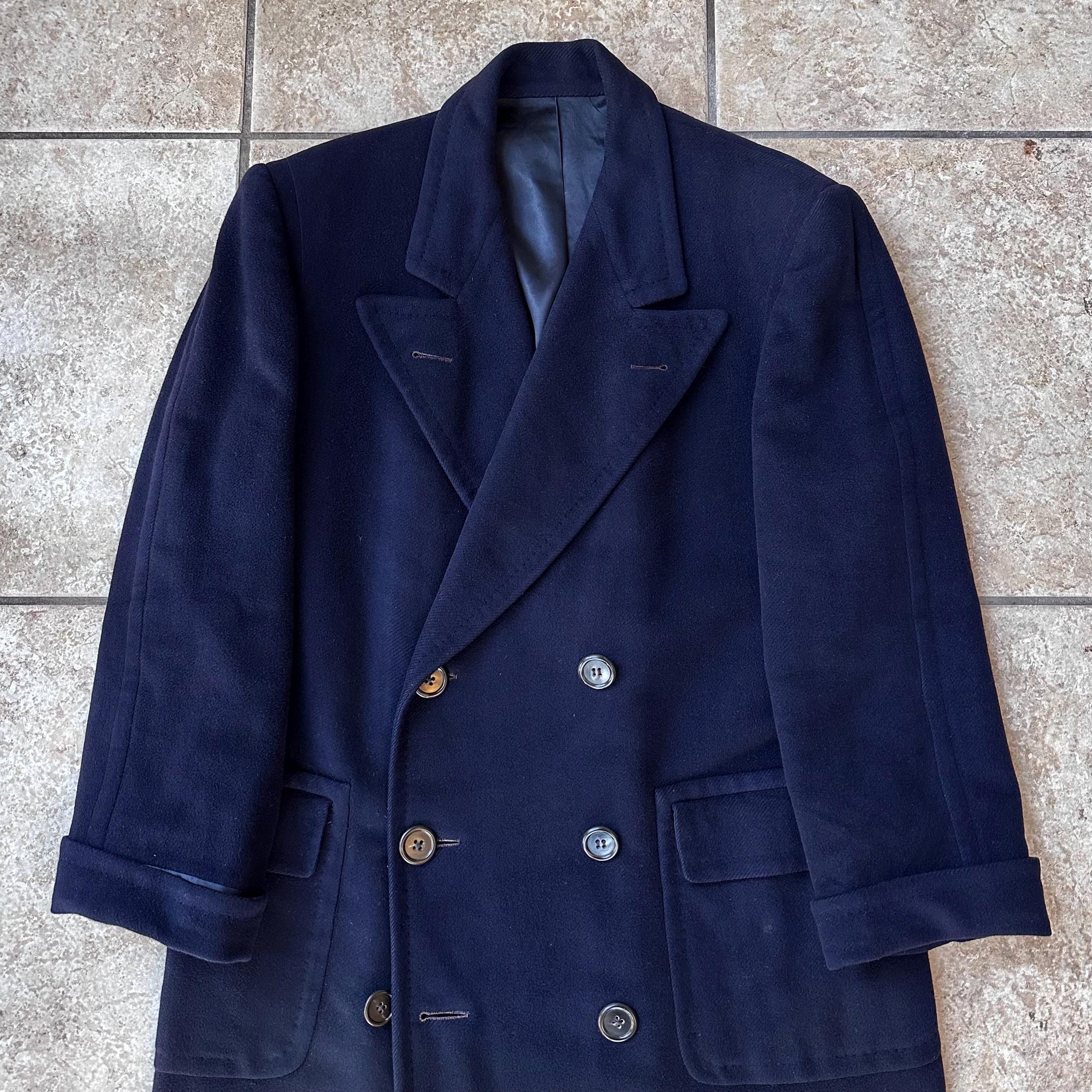 1950s Dark Blue Cashmere Double-breasted Polo Coat | 42 44 Regular