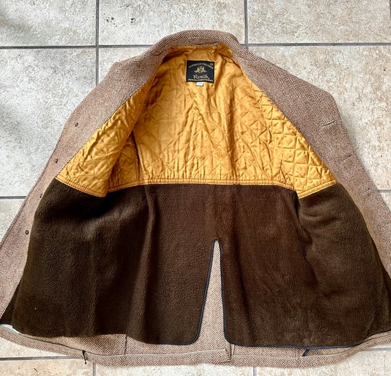 1970s Brown Herringbone Tweed Car Coat | 38 40 Re… - image 7