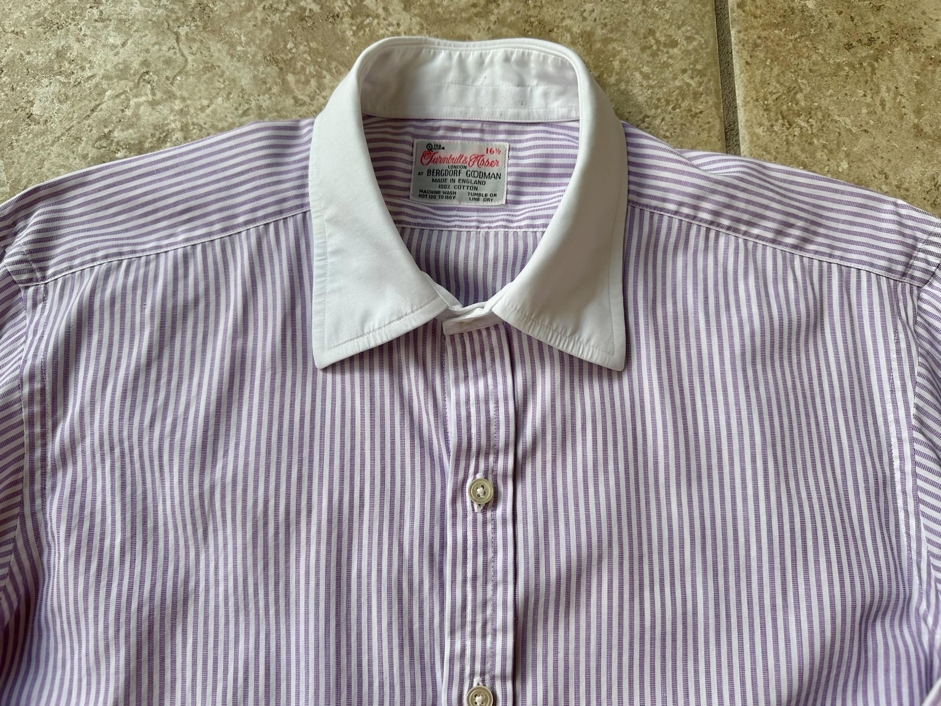 Vintage TURNBULL & ASSER Purple Striped End-on-end Cotton