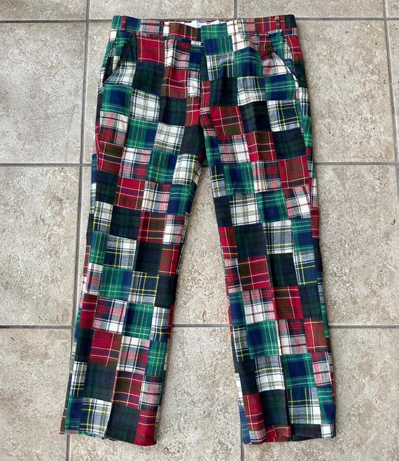 Vintage Green & Red Patchwork Bleeding Madras Cot… - image 3