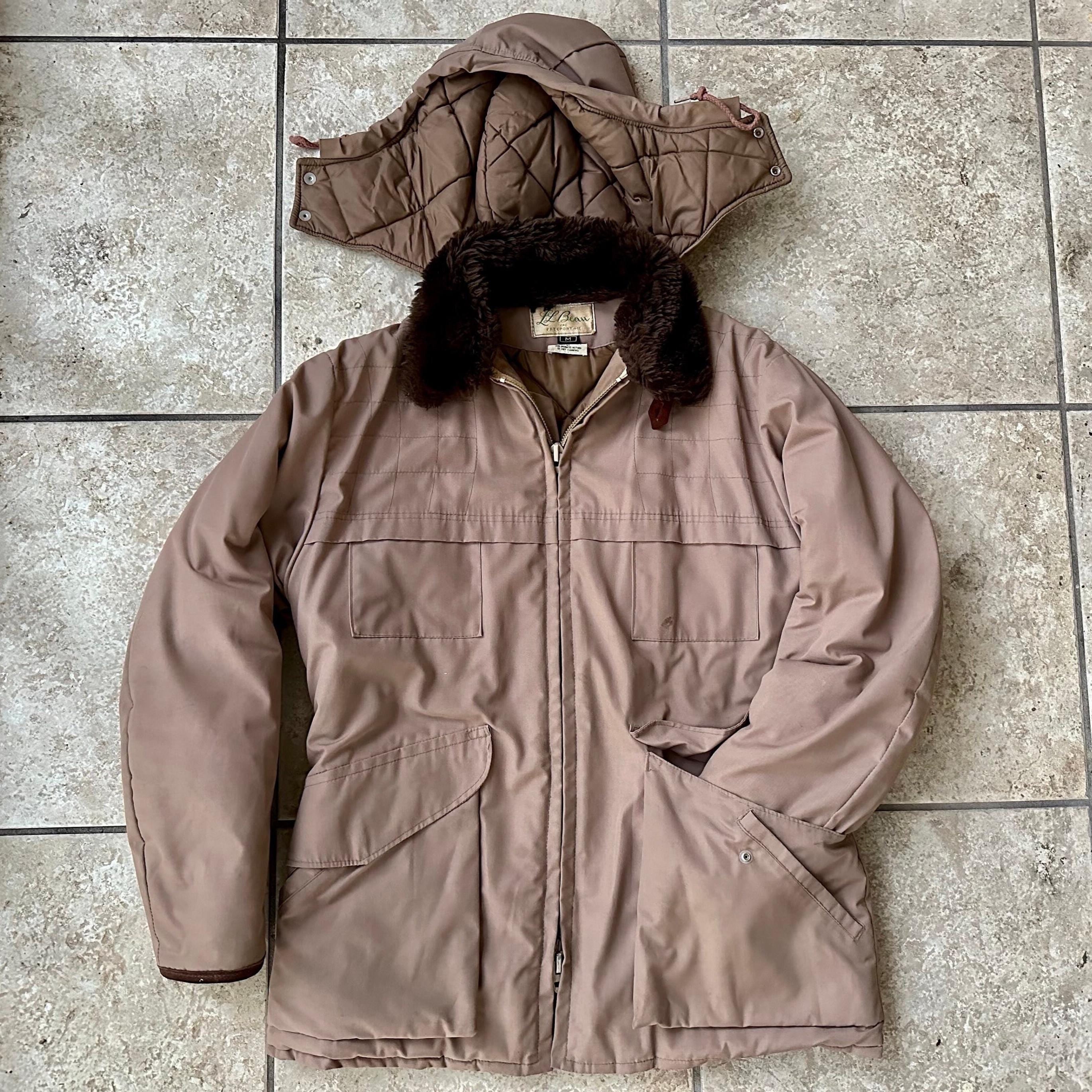 1970年代 LL BEAN ライトブラウン ナイロン フード付き パーカー 