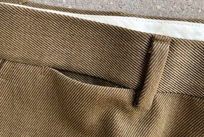 Hertling Ivy League Trad PRESS Brown Whipcord Wool Pants Trousers 33 x 29.75 J