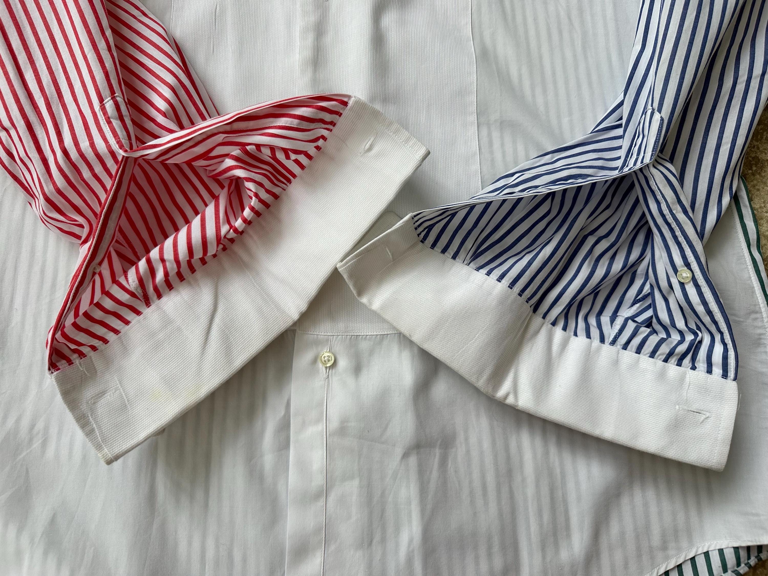 Vintage Brooks Brothers Red & Navy Stripe Leather Trim Large Today is a Brooks Brothers day. Vintage Brooks Brothers suit  main image 3