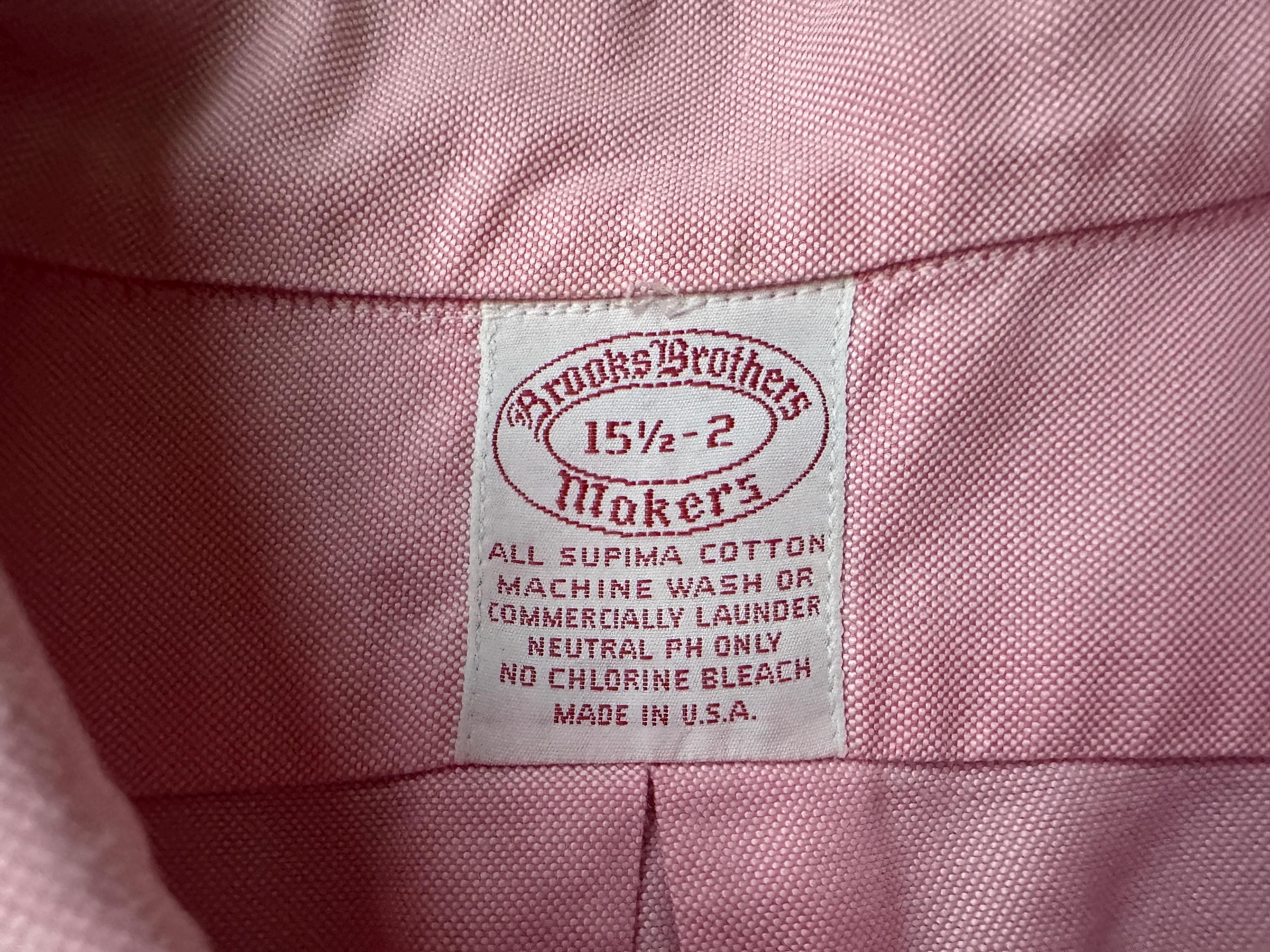 Vintage BROOKS BROTHERS Pink Oxford Cloth Button Down Shirt | 15.5