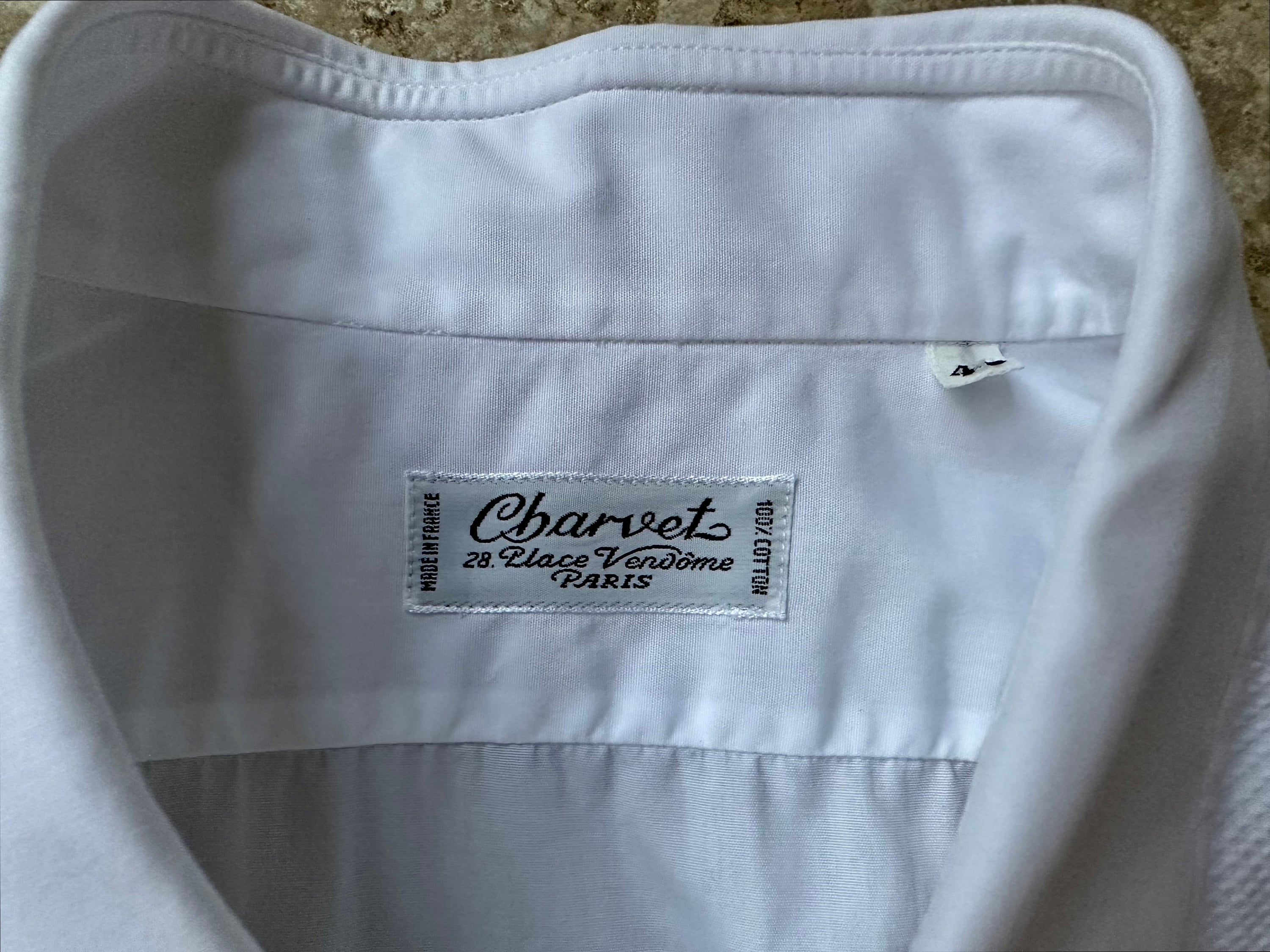Vintage CHARVET White Broadcloth Cotton Formal Tuxedo Shirt 16.5