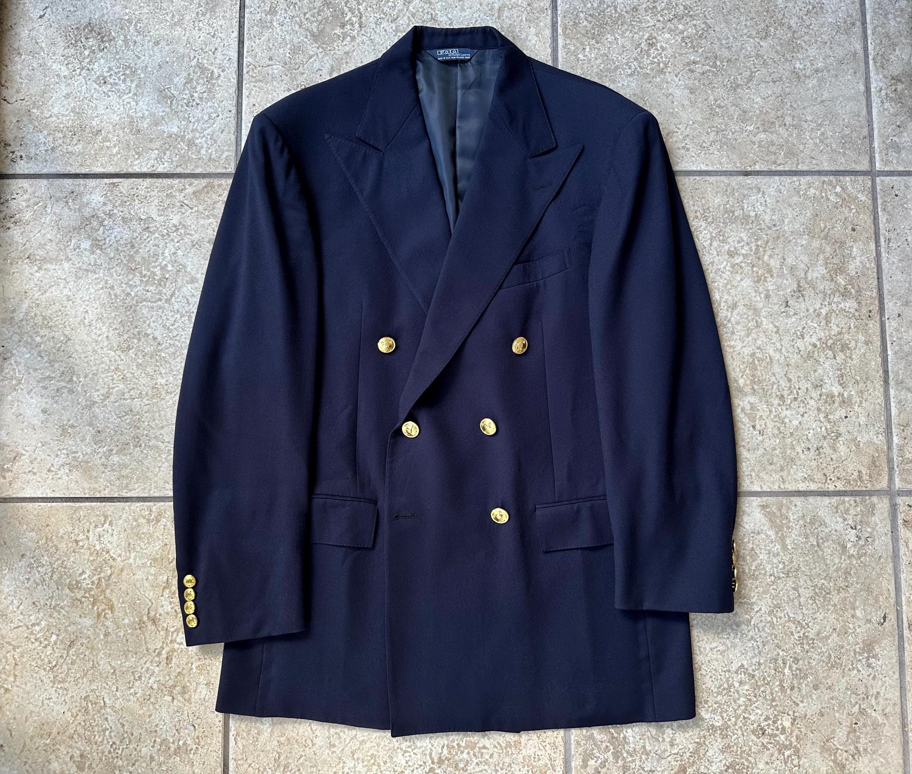 Vintage POLO RALPH LAUREN Navy Blue Doeskin Flannel Double